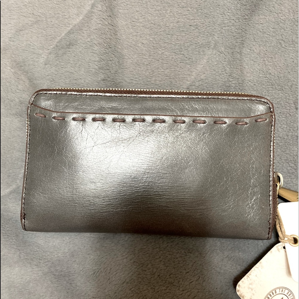 HOBO International Honor Leather Zip Wallet GRAPHITE Gray Clutch MSRP $118